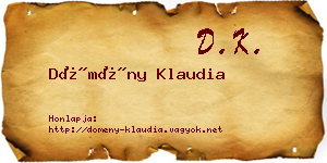 Dömény Klaudia névjegykártya